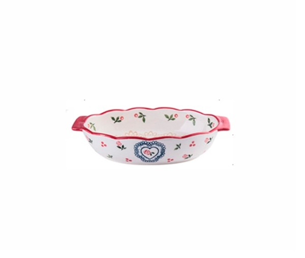 Лоток керамический, овальный 22*15*5,5см. Деревенский сад