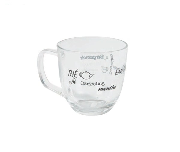 Кружка 400 мл., стекло, черная Text