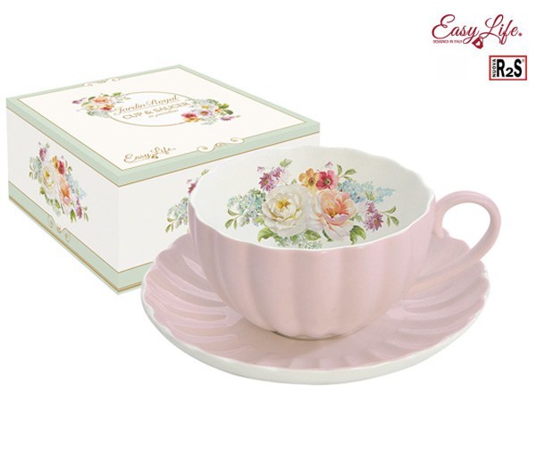 Чайная пара 200мл. розовая Королевский сад