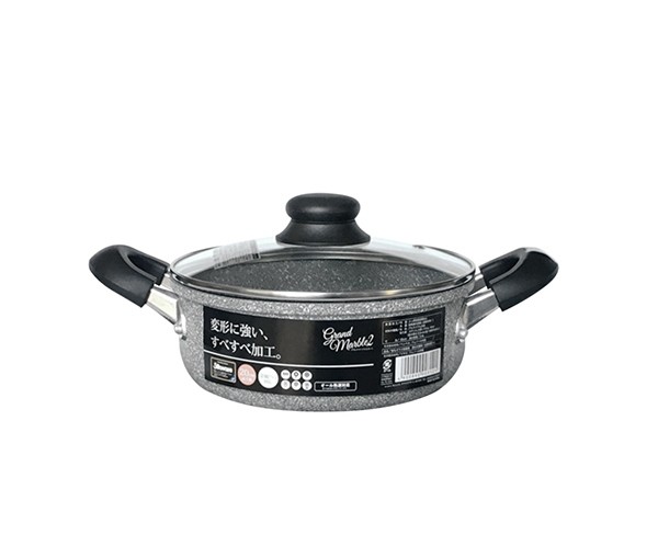 Кастрюля алюминий, мрамор 1,5л. стекл крышка 20*8см. Nitori