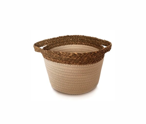 Корзина плетен круглая, ткань 23*16см. белая