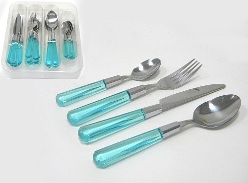 Столовые приборы 24 предмета 6 персон Diamond Shine Tirquoise