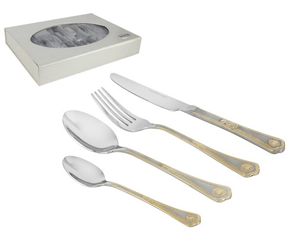 Набор стол приборов 24 предмета сатин-голд Майсон