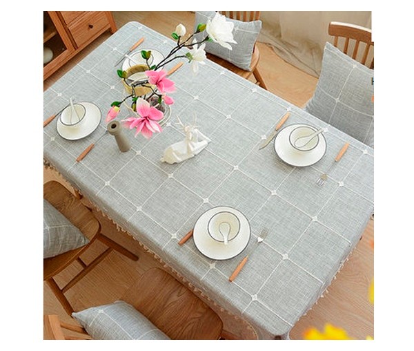 Скатерть 130*220см. Клетка серая