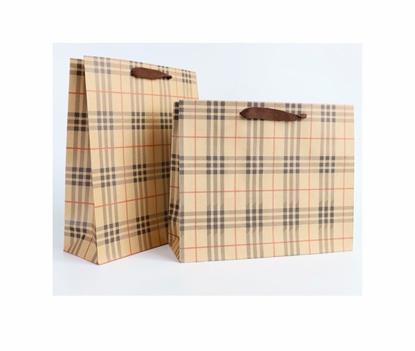 Пакет бумажный 40*40*15см. коричневая Клетка