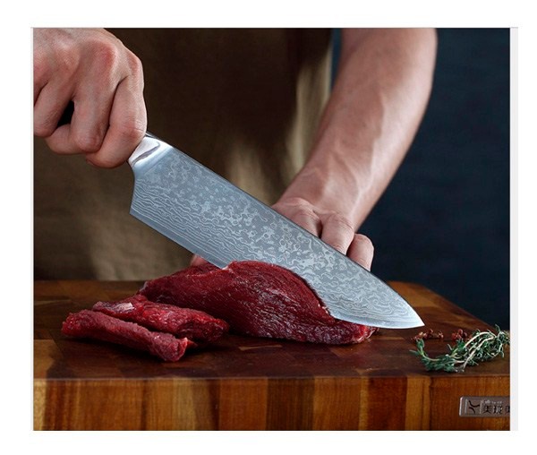 Нож поварской дамаск черн 20см. Konedi