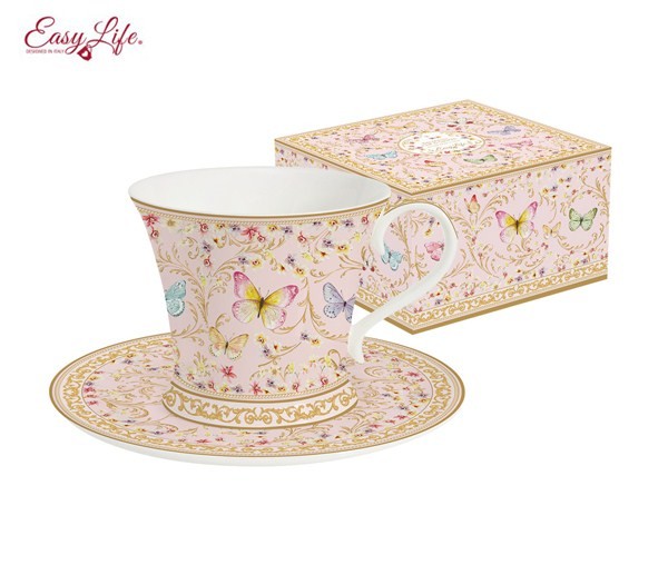 Чайная пара розовая 300мл. Majestic