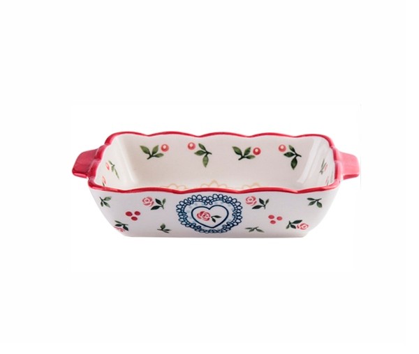 Лоток керамический, прямоугольный 18,5*12,5*5см. Деревенский сад