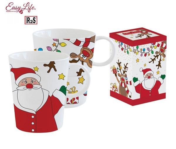 Кружка 2 шт 250 мл., Дед Мороз с друзьями