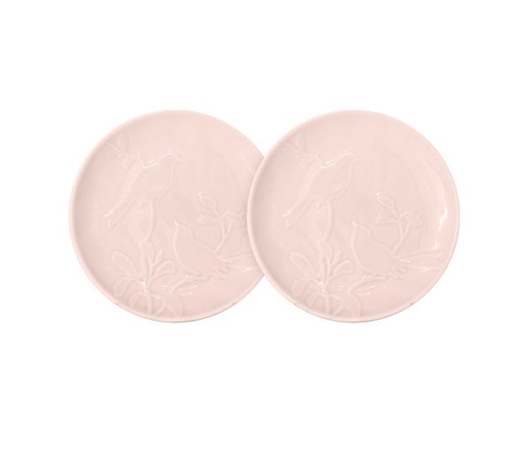 Тарелка 18см. 2шт розовая Птицы