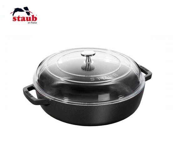 Сотейник 28см. черный стеклянная крышка