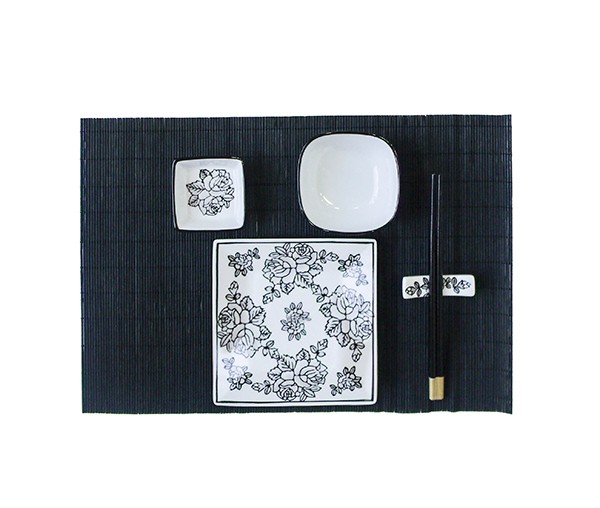 Набор для суши 12 предметов Черные розы