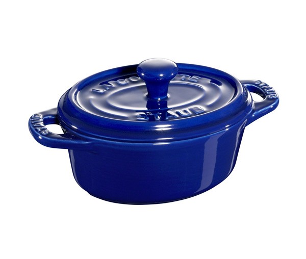 Мини-кокот 10см. овальный темно-синий керамический