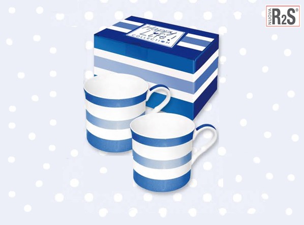 Набор кружек 2шт, 350мл., Stripes Blue в подарочной упаковке
