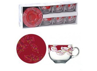 Набор чашек 220мл. 6шт Ink Flower Red