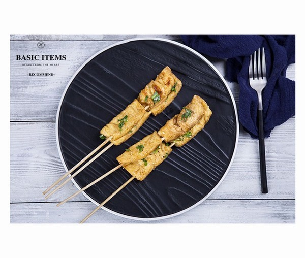 Блюдо круглое 32см. черное Tree