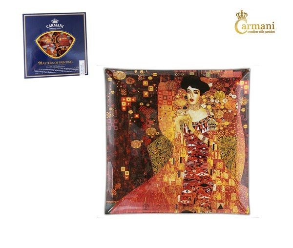 Тарелка квадратная 25*25см. Золотая Адель, Климт