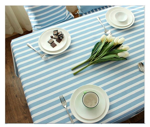 Скатерть 145*220см. Полоска голубая