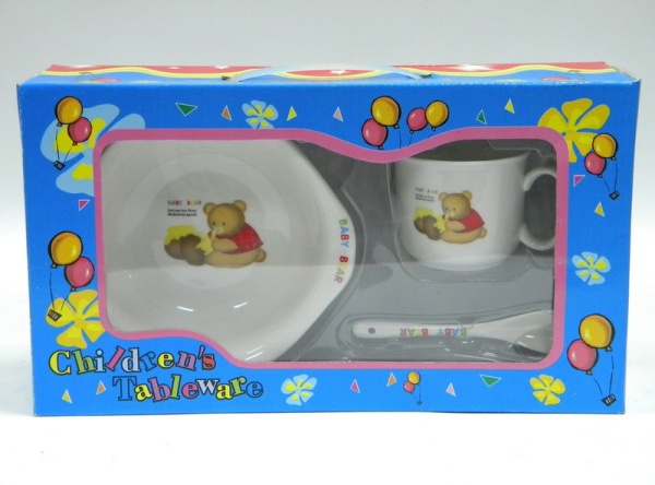 Набор детский  3 предмета, с ложкой Медвежонок