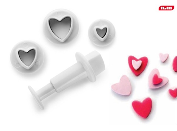 Штамп для мастики 3 насадки сердце I