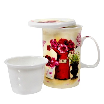 Кружка заварочная 300мл, Flowers в подарочной упаковке