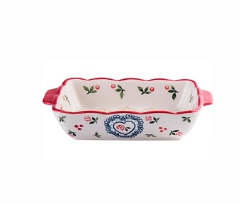 Лоток керамический, прямоугольный 23,5*16*6см. Деревенский сад