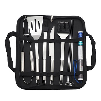 Набор для барбекю 10пр+сумка термометр сталь ручка