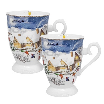 Кружка 2штуки, 300 мл Новогодняя деревня