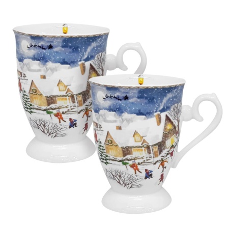 Кружка 2штуки, 300 мл Новогодняя деревня