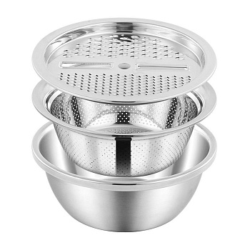 Терка 4 нарезки, 3 в 1,  26 см дуршлаг, миска