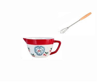 Чаша для взбивания+венчик керамическая, 13*7,5см. Деревенский сад