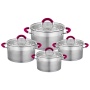 Набор кастрюль 4 предмета с крышками красные ручки House Roland