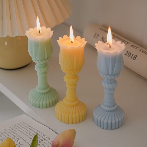 Свеча ароматическая 5*14 см цветок зеленый