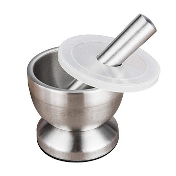 Ступка стальная с крышкой пластиковой 10*9,5см