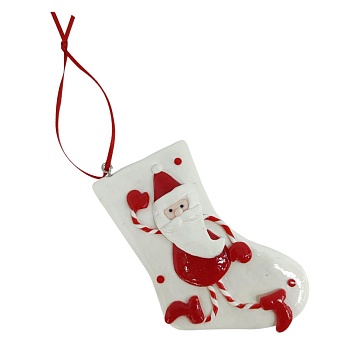 Елочная игрушка, белый Рождественский носок