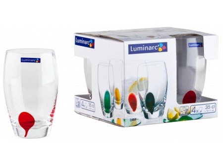 Стакан 350мл 4шт Drip Red