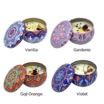 Свеча ароматическая 4шт 6*4 см  ваниль, гортензия, апельсин и годжи, фиалка