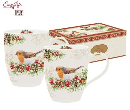 Кружка 2 шт 350 мл., Снегири