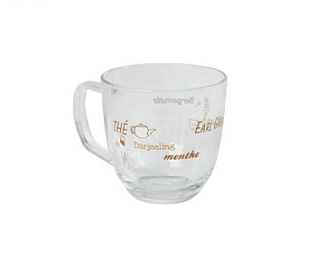 Кружка 400 мл., стекло, коричневая Text