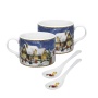 Чашка с ложкой 2 персоны 280мл Новогодняя деревня