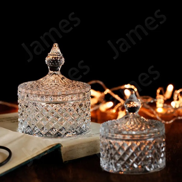 Сахарница стекло с крышкой 8*10см Ромб