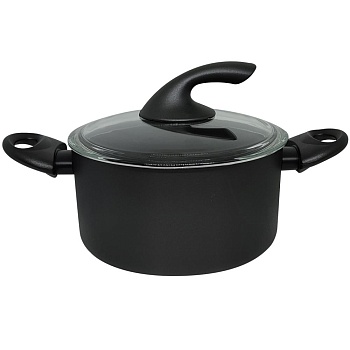 Кастрюля с крышкой антипригарная 20см стеклянная Black Beauty
