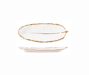Блюдо овальное 24*10см. белое, Перо