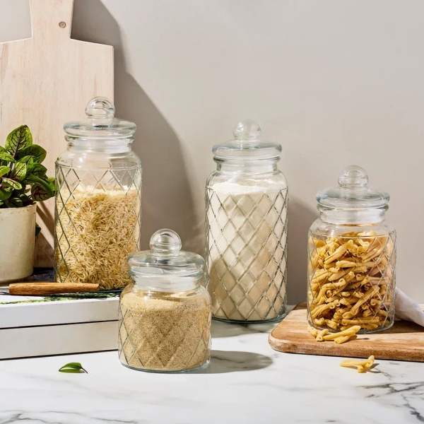 Набор банок 4шт 0,6л, 1л, 1,3л, 1,5л Решетка