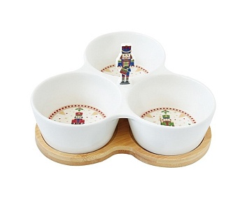 Менаж 3 секции с подставкой 20,5*12см. Щелкунчик