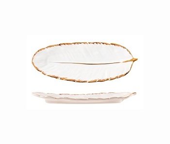 Блюдо овальное 34*12см. белое, Перо