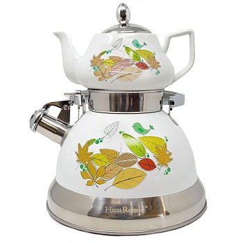 Чайник 3 предмета с крышкой 3л+0,7л Листья