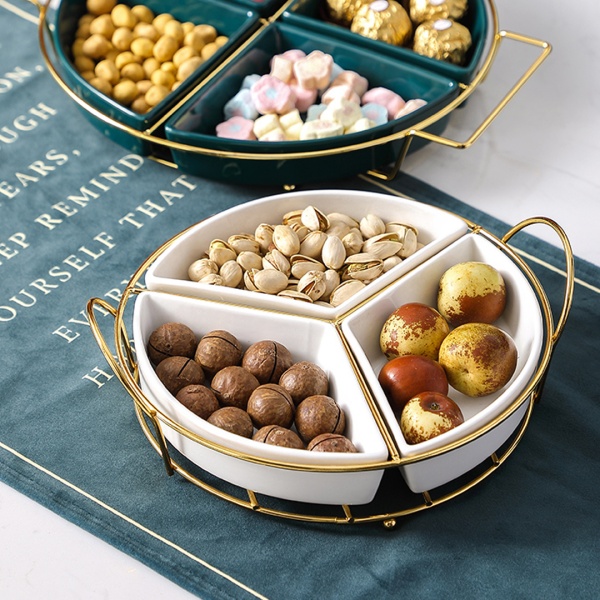 Менаж 3 отделения подставка 25*22,5 керамическая, сталь белый