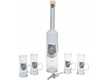 Набор для шнапса 5 предметов стекло, Feurwehr