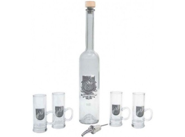 Набор для шнапса 5 предметов стекло, Feurwehr